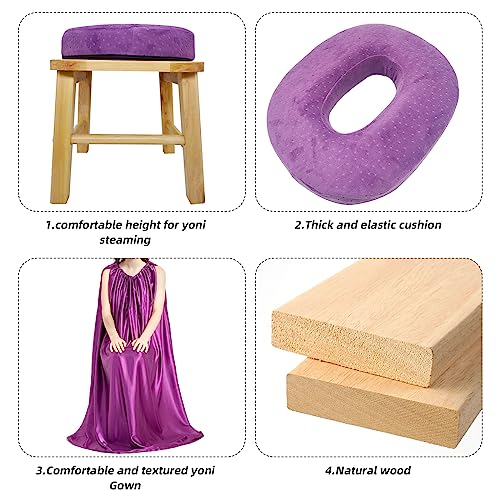 ElasignShopo Yoni Seat Kit, Wooden Vaginial Steaming Stool Chair Set with Gown for Feminine ElasignShopo Au supplements