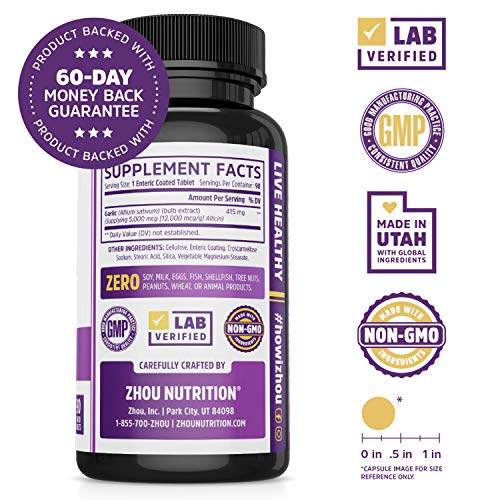 Zhou Nutrition Garlic Supplement With Allicin, Extra Strength 5000mcg Allicin Per Serving Zhou Nutrition Au supplements