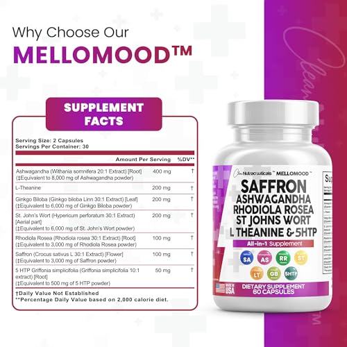 Clean Saffron Supplements with Ashwagandha 8000mg - Mood Support with L-Theanine Clean Nutraceuticals Au supplements