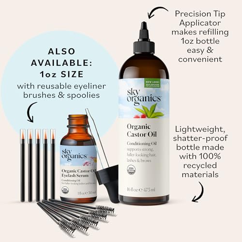 Sky Organics Organic Castor Oil (16 oz) USDA Certified Organic, 100% Pure, Cold Pressed Sky Organics Au supplements