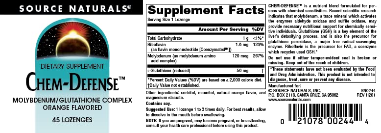 Source Naturals Chem-Defense - 45 Orange Lozenges Source Naturals Au supplements