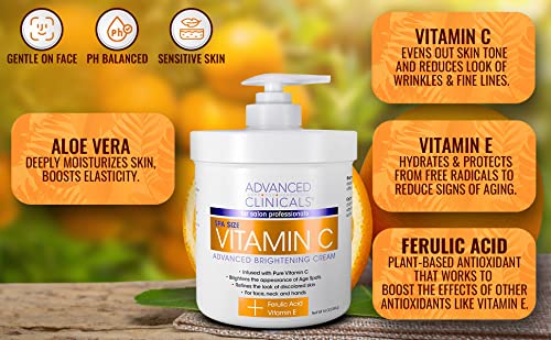 Advanced Clinicals Vitamin C Cream. Advanced Brightening Cream. Anti-aging cream Advanced Clinicals Au supplements