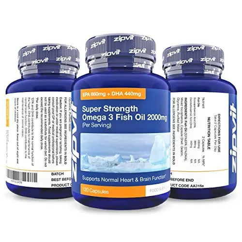Omega 3 Fish Oil 2000mg, EPA 660mg DHA 440mg per Daily Serving. 120 Capsules Zipvit Au supplements