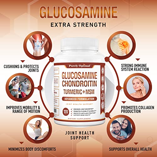 Purely Optimal Premium Glucosamine Chondroitin MSM Supplement Tablets w/Turmeric Purely Optimal Au supplements