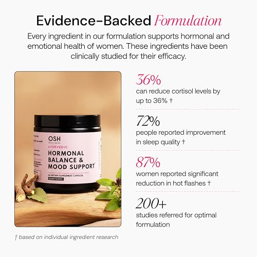 Ayurvedic Hormone Balance for Women | Cortisol Reducer | Mood, Energy, & Sleep Support | Regulates Estrogen | Stress Relief | Ashwagandha, Rhodiola, & Shatavari | Made in USA | 60 Ct. - OSH Wellness Freshly Moms Au supplements