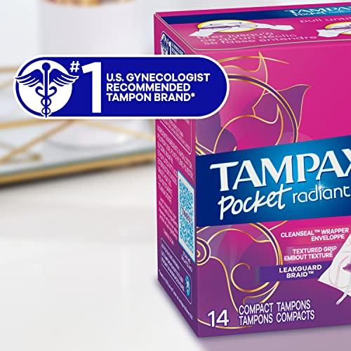 Tampax Pocket Radiant Compact Plastic Tampons, With LeakGuard Braid, Regular Absorbency Tampax Au supplements