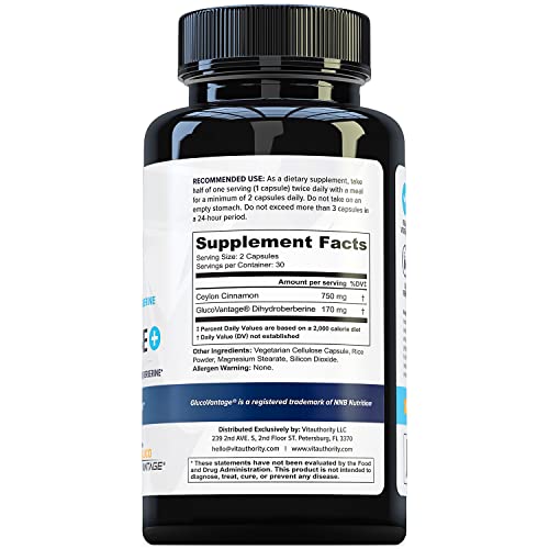 Vitauthority Extra Strength Berberine with Ceylon Cinnamon High Absorption Vitauthority Au supplements