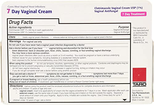 Taro Clotrimazole 7 Vaginal Cream 45 g (Pack of 4) TARO Au supplements