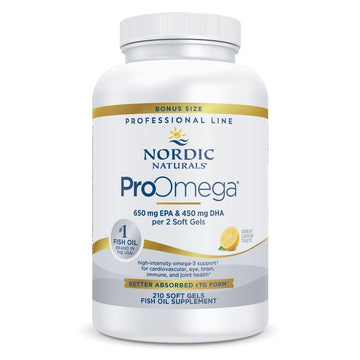 Nordic Naturals ProOmega, Lemon Flavor - 210 Soft Gels - 1000 mg Omega-3 - High-Potency Fish Oil with EPA & DHA - Promotes Brain, Eye, Heart, & Immune Health - Non-GMO - 105 Servings Nordic Naturals Au supplements
