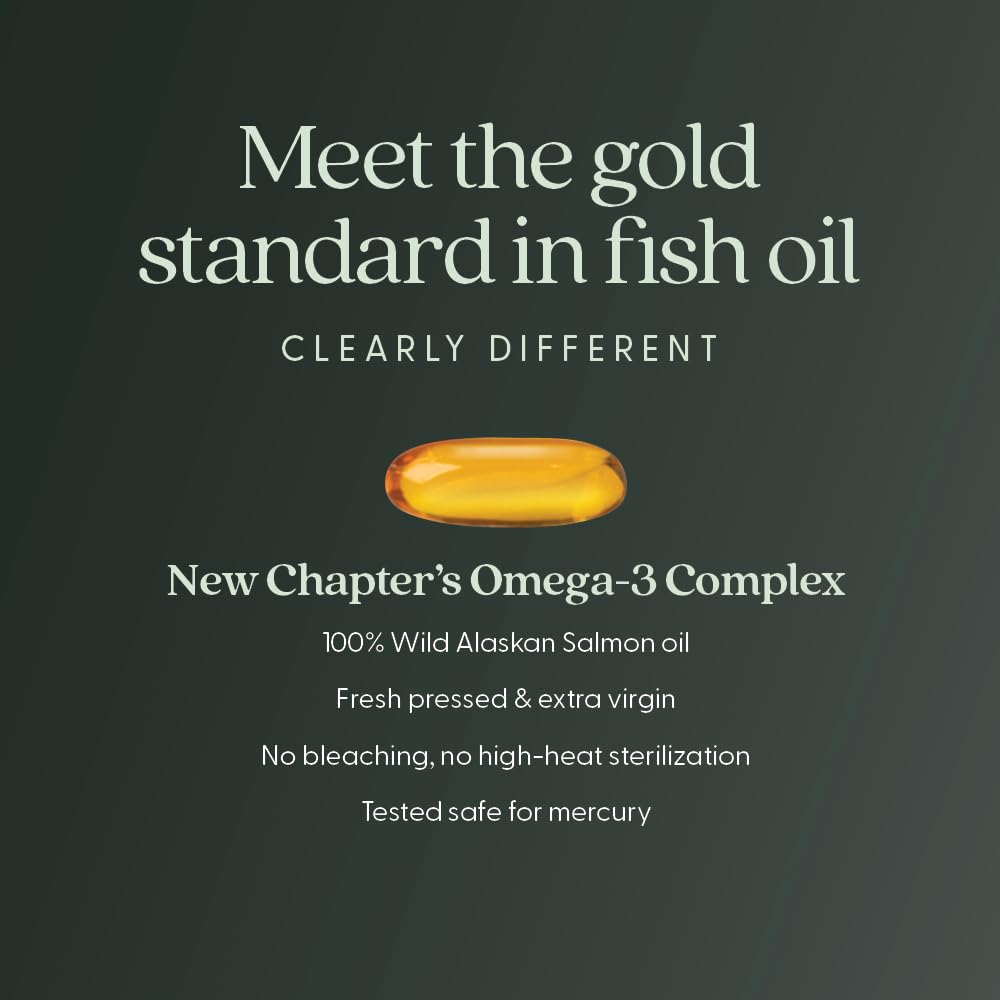 New Chapter Omega-3 Complex, 1000mg Softgels, Fish Oil Supplement Wild Alaskan Salmon for Heart, Brain, Eye, Joint & Skin Health Support - 30 Count New Chapter Au supplements