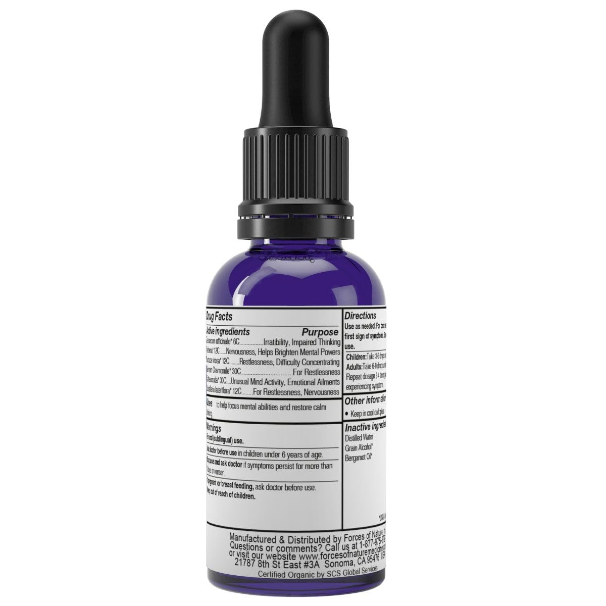 Forces of Nature Focus Supplement, Focus More Homeopathic Medicine, Nootropics Brain Support Supplement, Helps Memory & Concentration, 1 fl oz Forces of Nature Au supplements