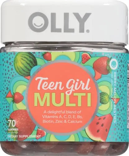 OLLY Teen Girl Multi Gummy, Healthy Skin and Immune Support, 15 Essential Vitamins, Biotin, Zinc, Calcium, Chewable Multivitamin OLLY Au supplements