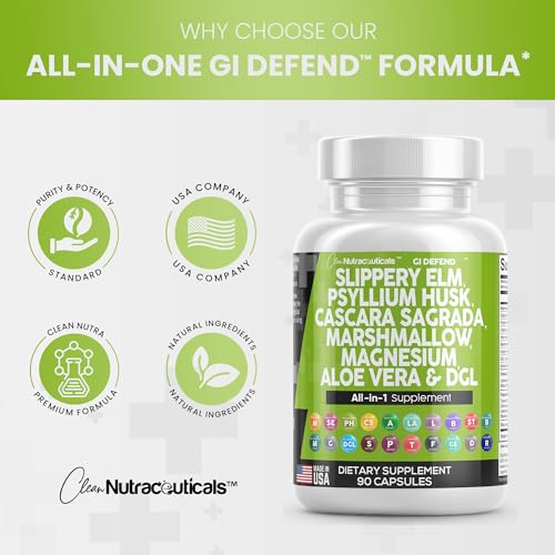 Slippery Elm 5000mg Psyllium Husk 2000mg Pre Probiotic Digestive Gut Clean Nutraceuticals Au supplements