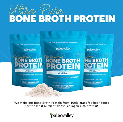 Paleovalley 100% Grass Fed Bone Broth Protein Powder - Vanilla - Rich in Collagen for Hair Paleovalley Au supplements
