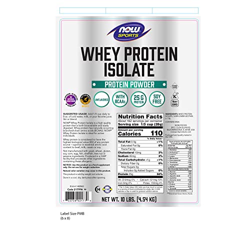 NOW Sports Nutrition, Whey Protein Isolate, 25 g With BCAAs, Unflavored Powder NOW Au supplements