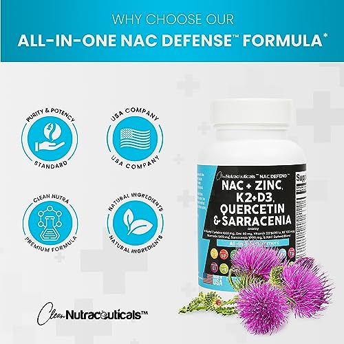 NAC Supplement N-Acetyl Cysteine 1000mg Vitamin D3 K2 Zinc Quercetin Clean Nutraceuticals Au supplements