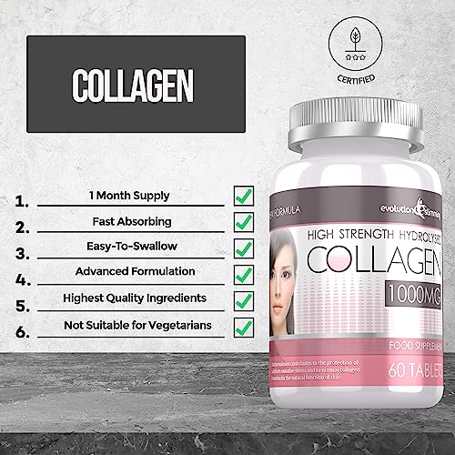Hydrolysed Collagen High Strength 1,000mg for Hair, Skin & Nails, 60 Tablets, Evolution Slimming Evolution Slimming Au supplements