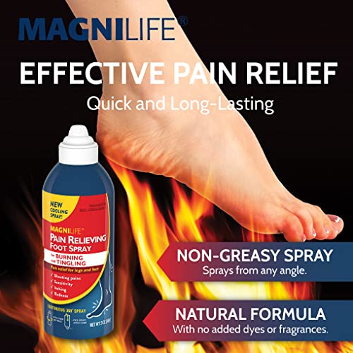 MagniLife Pain Relief Foot Spray, 3 oz, Pain Relief for Burning, Tingling or Sensitivity in Feet and Legs, No Alcohol Cooling Spray Moisturizes Dry, Cracked Heels MagniLife Au supplements