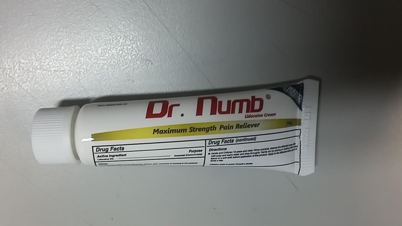 Dr. Numb 5% Lidocaine Numbing Cream, Nonprescription Maximum Strength Topical Anesthetic Cream - Temporary Relief of Pain, Itch, Discomfort for Hemorrhoid and Anorectal Uses - 10g Pack of 1 Dr. Numb Au supplements