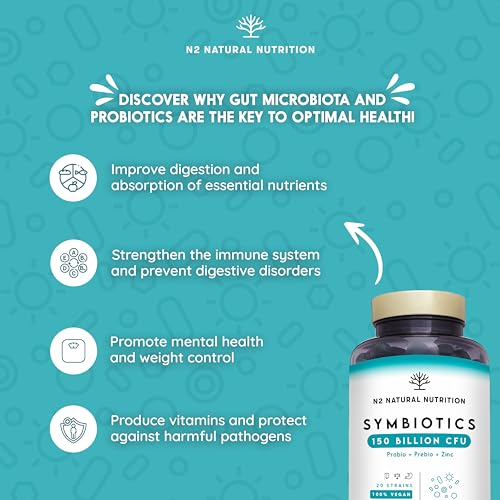 Probiotics 150 Billion CFU - 20 Strains with Prebiotics & Zinc. Highest Concentration N2 Natural Nutrition Au supplements