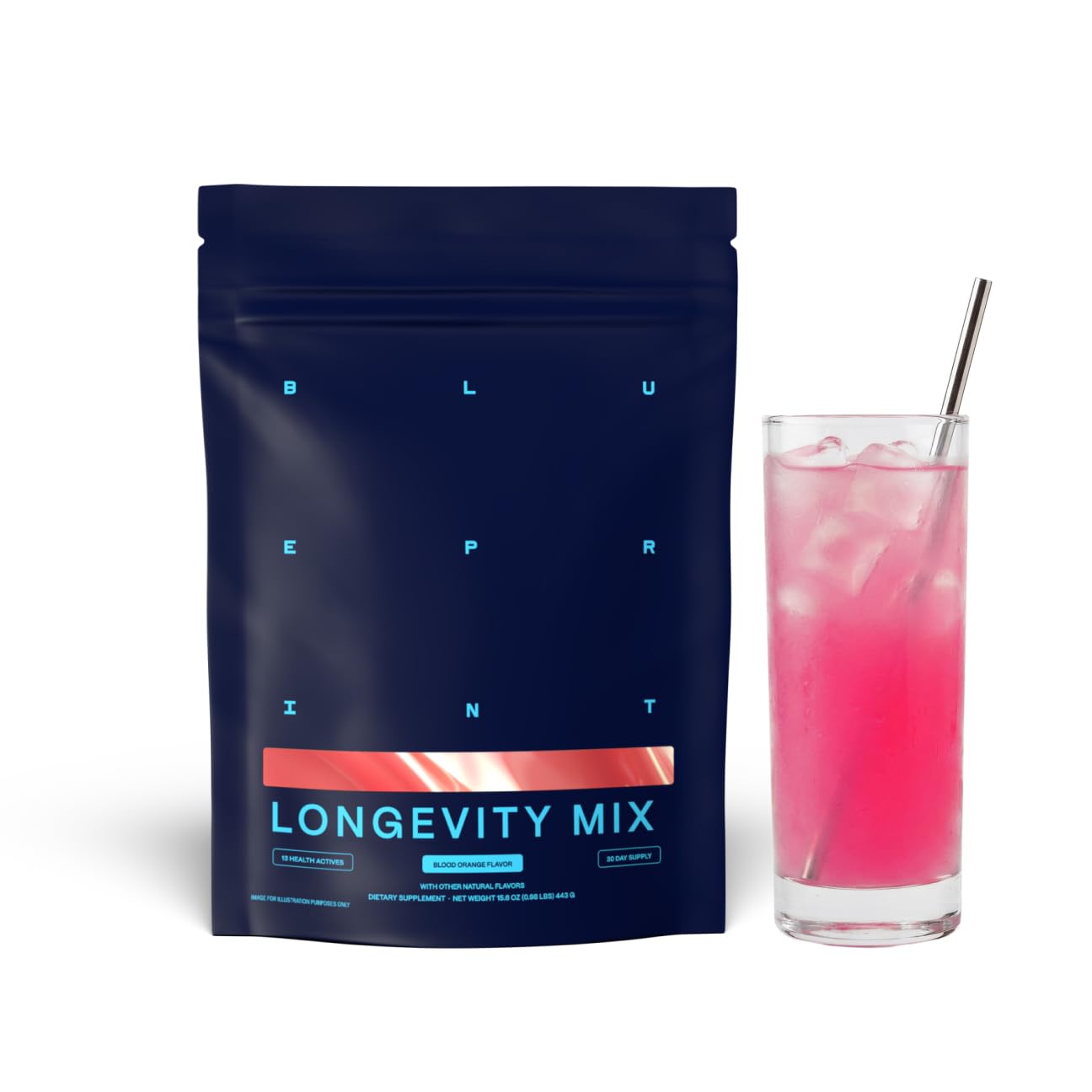 Blueprint Bryan Johnson Longevity Mix - Muscle Builder & Recovery Supplement - Promotes Focus and Balanced Mood - Magnesium, Creatine, L-Theanine, Glutathione & Vitamin C- 30 Servings, Blood Orange Blueprint Bryan Johnson Au supplements