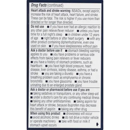 Advil PM Pain Reliever and Nighttime Sleep Aid, Pain Medicine with Ibuprofen for Pain Relief and Diphenhydramine Citrate for a Sleep Aid - 40 Coated Caplets Advil Au supplements