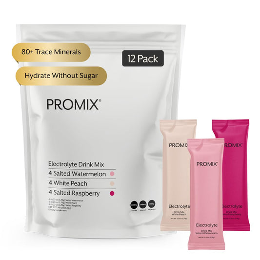 ProMix Nutrition Electrolytes Powder Hydration Packets - Himalayan Pink Salt, Magnesium, Potassium, Vitamin C - Variety Pack, Lightly Sweetened - 12 Servings (Pack of 12) ProMix NutritionUS supplements