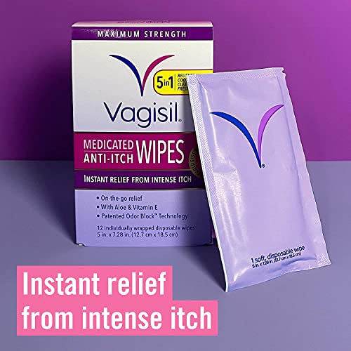 Vagisil Anti-Itch Medicated Wipes, Maximum Strength 12 ea (Pack of 9) Vagisil Au supplements