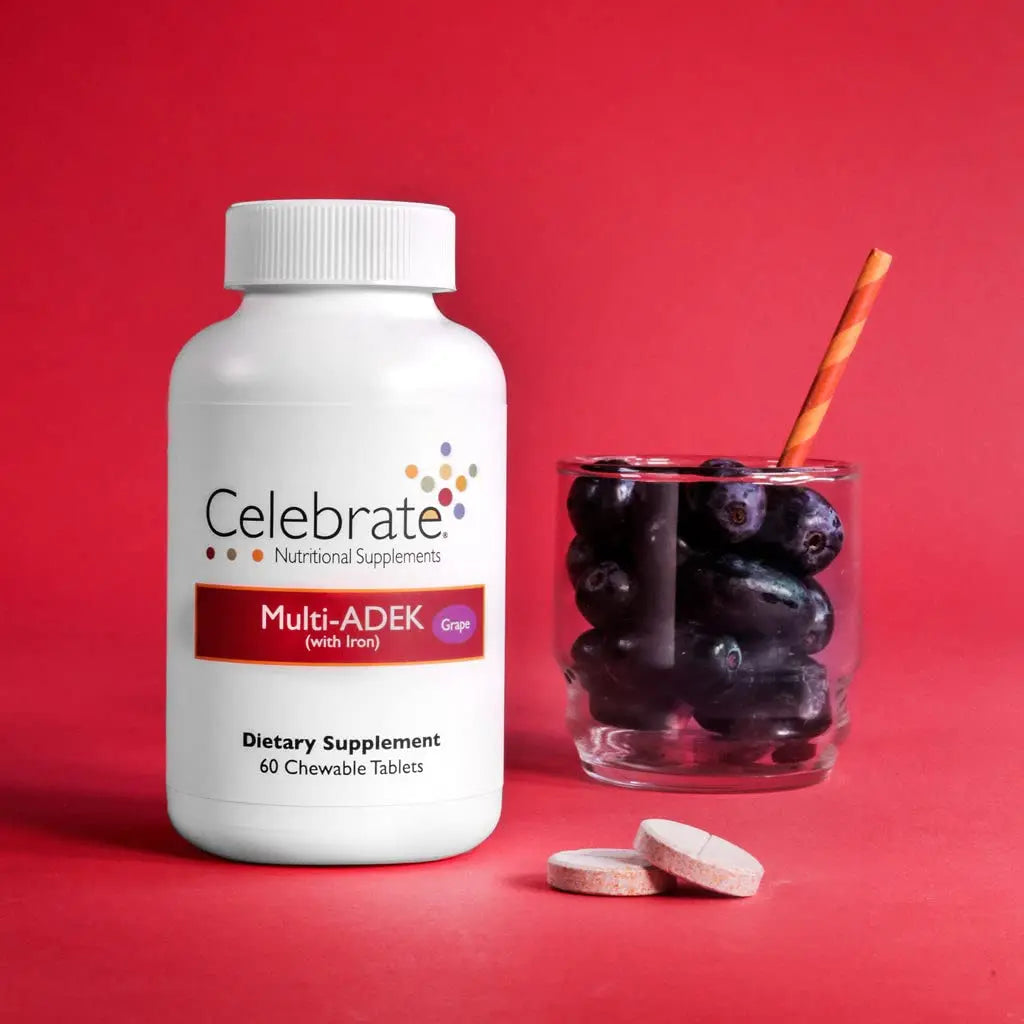 Celebrate Vitamins Multi ADEK Chewables, 60mg Iron - Daily Bariatric Multivitamin, Vitamins A, D, E, K & B12 for Duodenal Switch Surgery Patients Celebrate Bariatric Supplements Au supplements