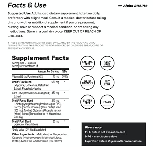 ONNIT Alpha Brain (60ct) - Over 1 Million Bottles Sold - Premium Nootropic Brain Supple ONNIT Au supplements