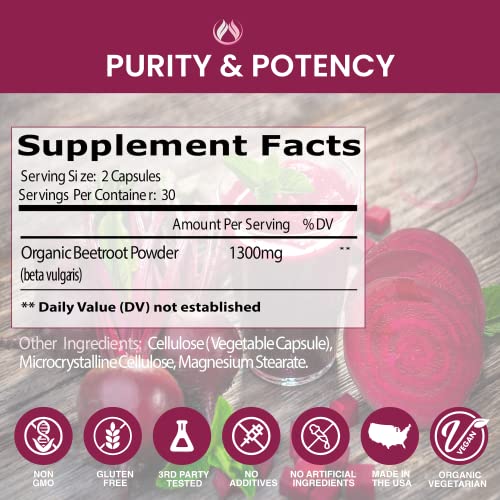Beet Root Capsules Organic Beet Root Powder 1300mg | Natural Nitric Oxide Booster THE ENCLARE NUTRITION Au supplements