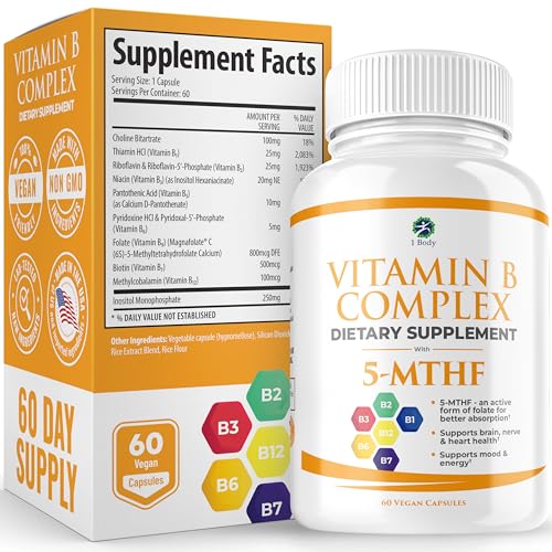1 Body Vitamin B Complex – 5-MTHF Folate with B1, B2, B5, B6 1 Body Au supplements