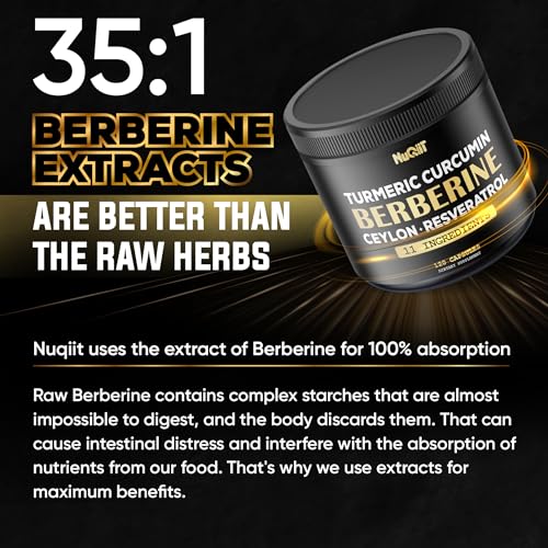 Berberine Supplement 14000mg Turmeric Curcumin 4500mg Trans-Resveratrol 4500mg Nuqiit Au supplements