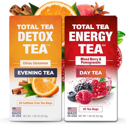 Total Tea Detox Tea & Energy Tea Set - 25 Day Detox Tea - Herbal SIim Tea Total Tea Au supplements
