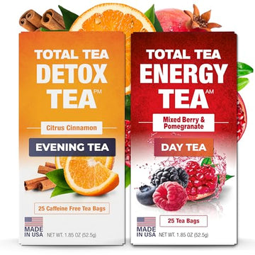 Total Tea Detox Tea & Energy Tea Set - 25 Day Detox Tea - Herbal SIim Tea Total Tea Au supplements