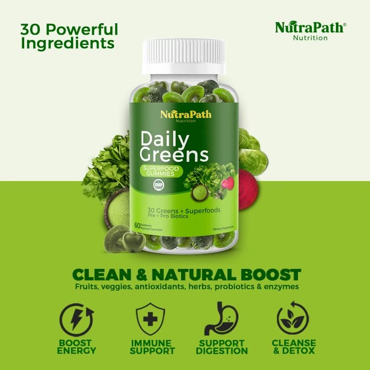 Superfood Daily Greens Gummies - Fruits, Veggies, and Super Foods for Immunity, Energy - 60 Gummies NutraPath Au supplements