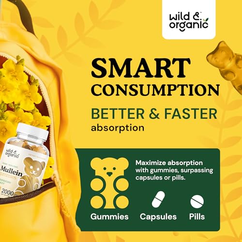 Wild & Organic Mullein Gummies - Daily Dietary Supplement for Respiratory, Digestive Wild & Organic Au supplements