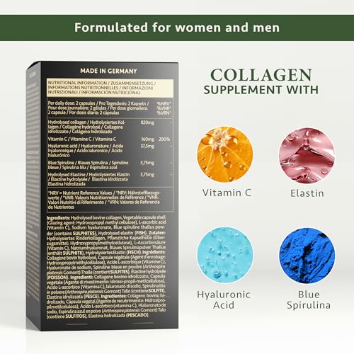 Collagen Capsules 820mg - 180 High Strength Capsules (3 Months Supply) SatinNaturel Au supplements