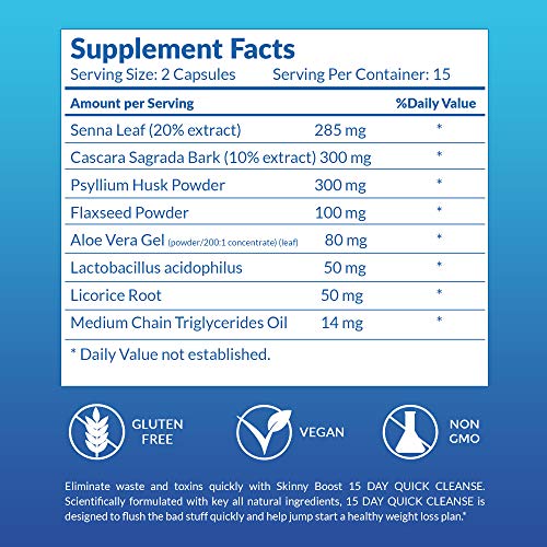 SkinnyBoost Fat Burn & 15 Day Quick Cleanse KIT-Vegan Capsules, Easy to Use: Detox SkinnyBoost Au supplements
