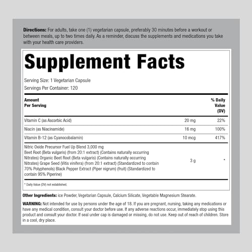 Fitness Labs Nitric Oxide Beet Root Capsules | with Nitrates | 120 Count | Nitric Oxide Fitness Labs Au supplements