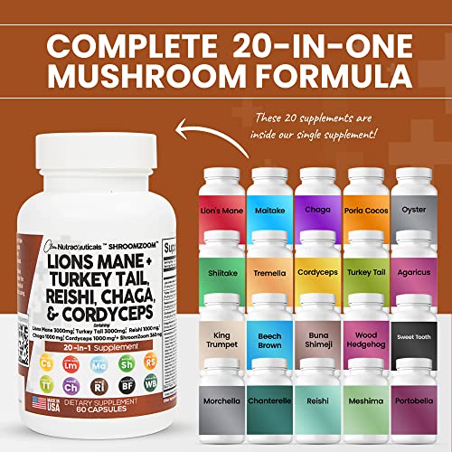 Lions Mane 3000mg 20in1 Mushroom Supplement with Turkey Tail 2000mg Clean Nutraceuticals Au supplements