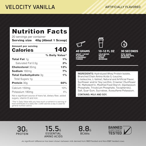 Optimum Nutrition Platinum Hydrowhey Protein Powder, 100% Hydrolyzed Whey Protein Optimum Nutrition Au supplements