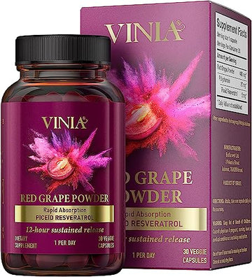 VINIA 12-Hour Sustained Release Piceid Resveratrol Supplement. Nitric Oxide Supplement VINIA Au supplements
