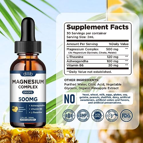 Triple Magnesium Complex Supplement-Magnesium Glycinate, Citrate, Malate Liquid Drops dilib Au supplements