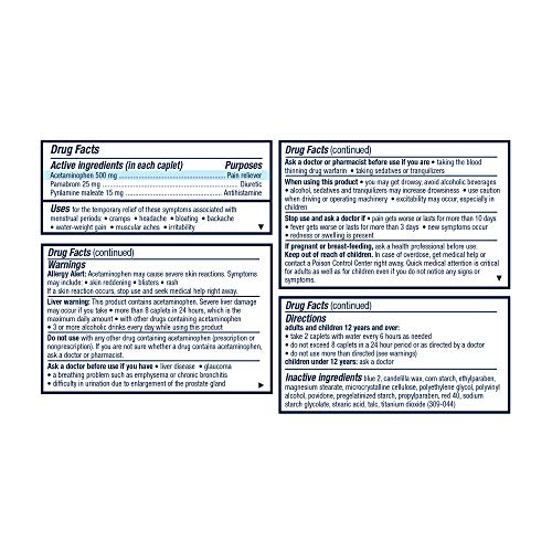 Pamprin Multi-Symptom Formula, with Acetaminophen, Menstrual Period Symptoms Relief including Cramps Pamprin Au supplements