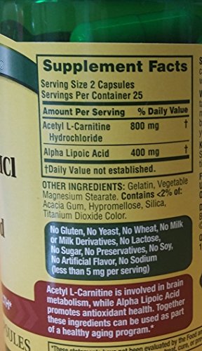 Spring Valley - Acetyl L-Carnitine 800mg Plus Alpha Lipoic Acid 400mg, 50 Capsules Heath Secret Au supplements
