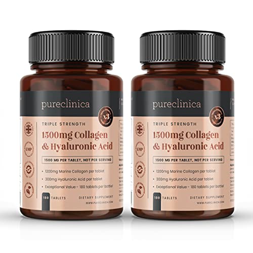 UltraColl Collagen & Hyaluronic Acid 1500mg x 360 Tablets (2 bottles of 180)-1 Years Supply Pureclinica Au supplements
