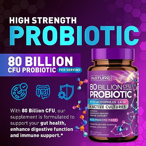 80 Billion CFU Probiotic - Daily Digestive Gut Health Supplement for Men & Women Built by Nature Au supplements