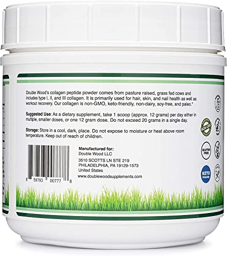 Collagen Peptides Powder - Hydrolyzed Collagen, Keto Safe - 16.08oz - Multi Type 1, 2 Double Wood Supplements Au supplements