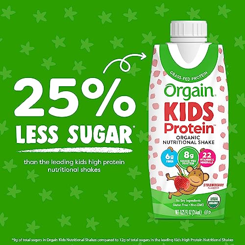 Orgain Organic Kids Nutritional Protein Shake, Strawberry - Kids Snacks with 8g Dairy Orgain Au supplements